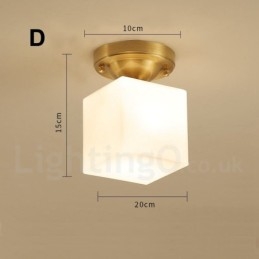 Pure Brass Rustic Lodge Nordic Style Flush Mount Loftslamper med glasskærm