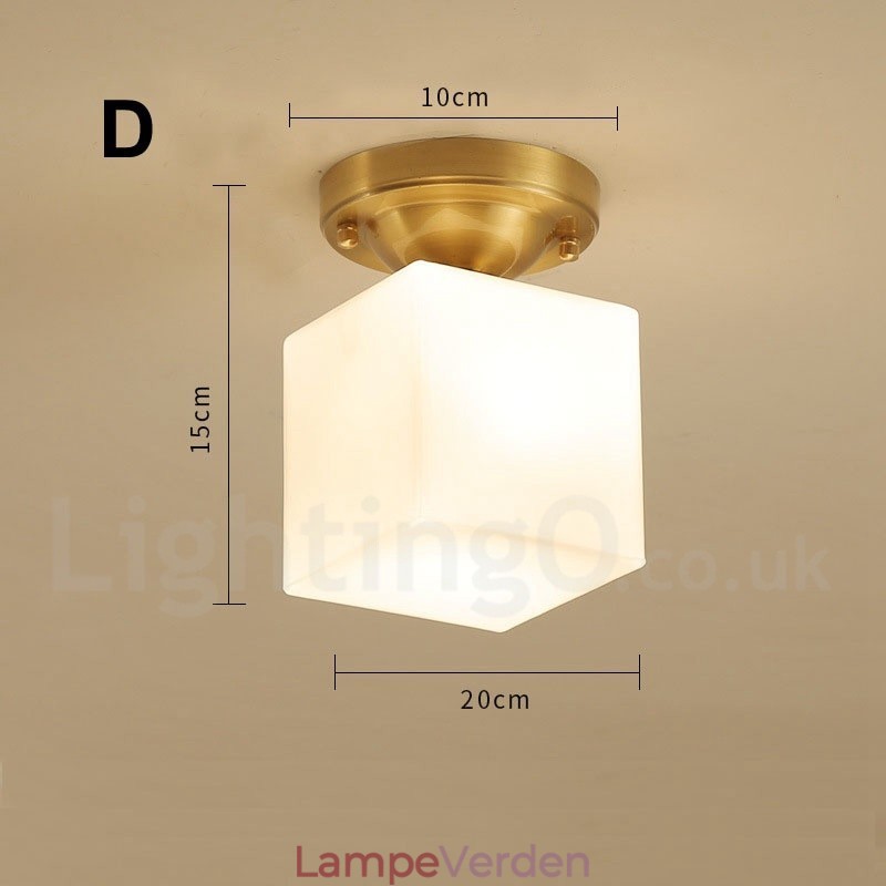 Pure Brass Rustic Lodge Nordic Style Flush Mount Loftslamper med glasskærm