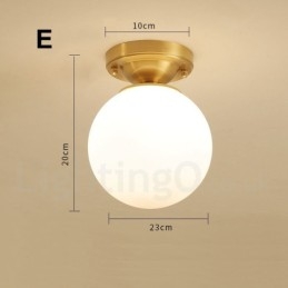 Pure Brass Rustic Lodge Nordic Style Flush Mount Loftslamper med glasskærm