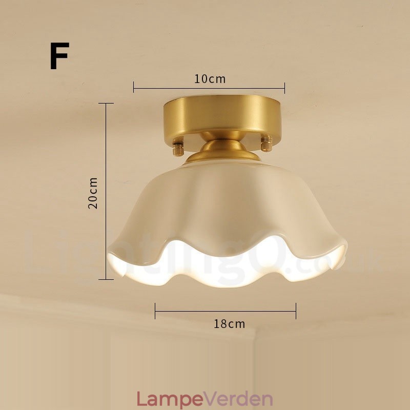 Pure Brass Rustic Lodge Nordic Style Flush Mount Loftslamper med glasskærm