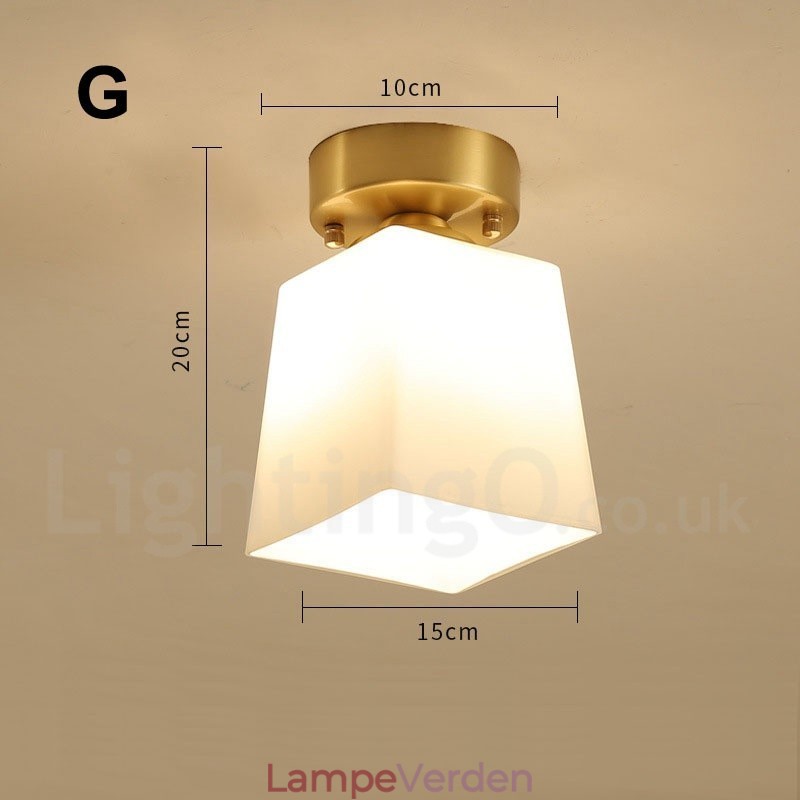 Pure Brass Rustic Lodge Nordic Style Flush Mount Loftslamper med glasskærm