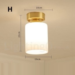 Pure Brass Rustic Lodge Nordic Style Flush Mount Loftslamper med glasskærm