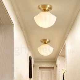 Pure Brass Rustic Lodge Nordic Style Flush Mount Loftslamper med glasskærm