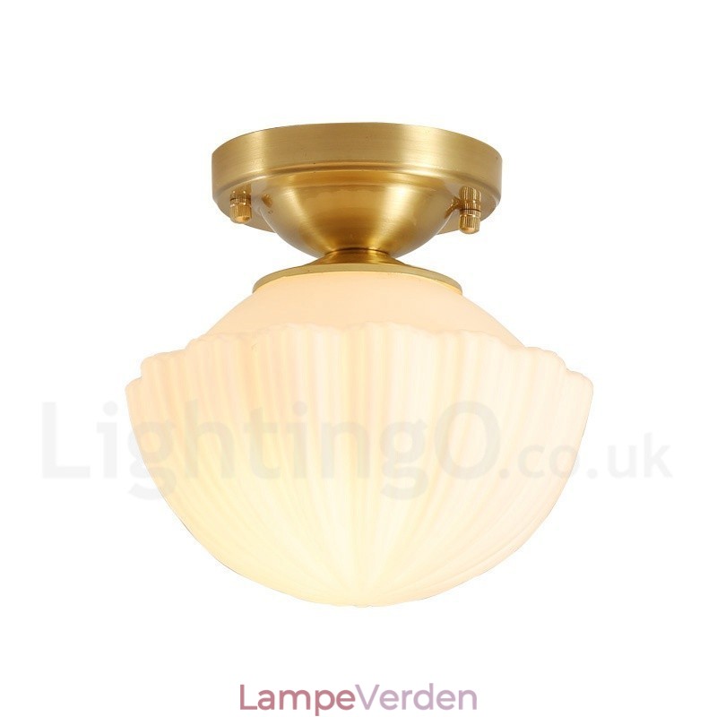 Pure Brass Rustic Lodge Nordic Style Flush Mount Loftslamper med glasskærm