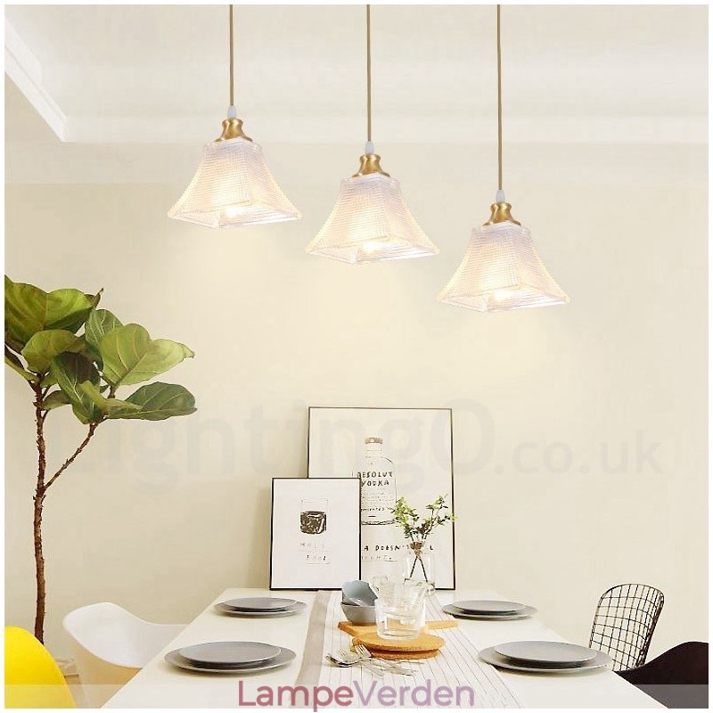 Pure Brass Rustic Lodge Nordic Style Pendel med glasskærm