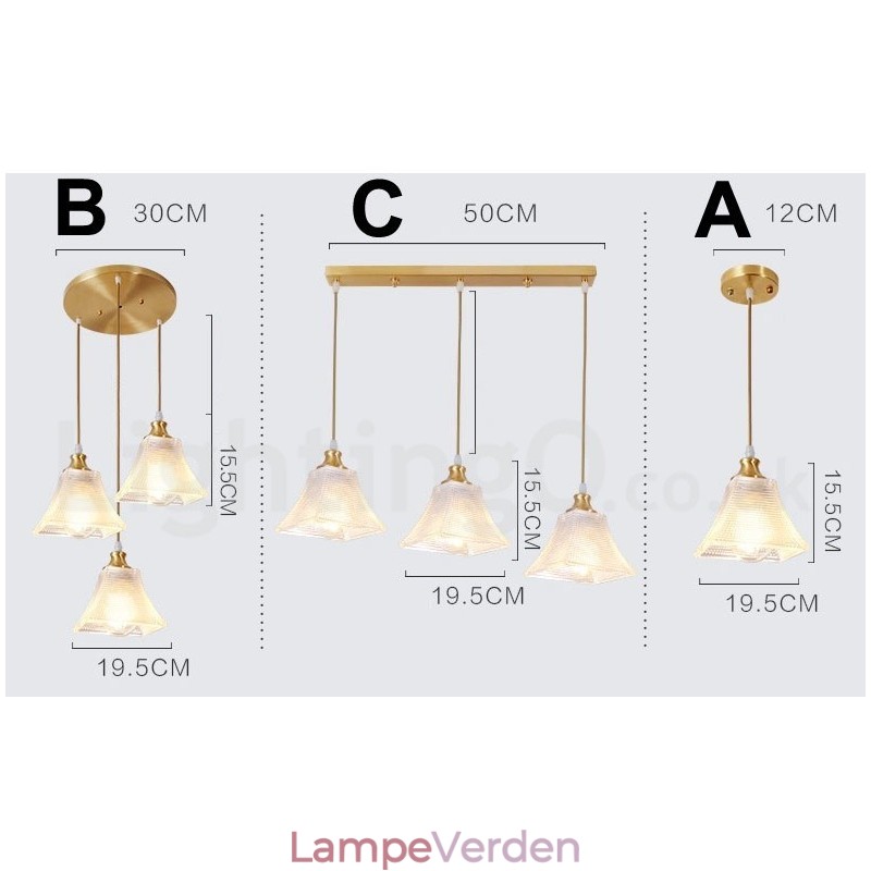 Pure Brass Rustic Lodge Nordic Style Pendel med glasskærm