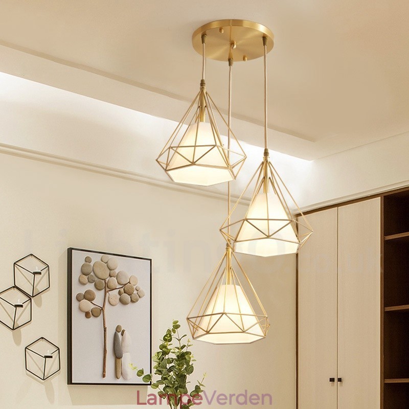 Pure Brass Rustic Lodge Nordic Style Pendel med stofskærm