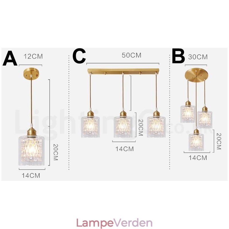 Pure Brass Rustic Lodge Nordic Style Pendel med glasskærm