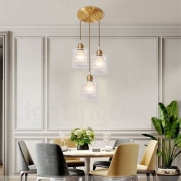 Pure Brass Rustic Lodge Nordic Style Pendel med glasskærm