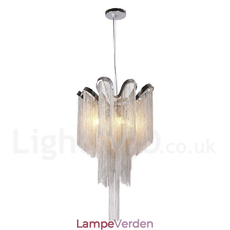 Aluminium kvaster Lysekrone Designer Pendel Lys Sølvfarve