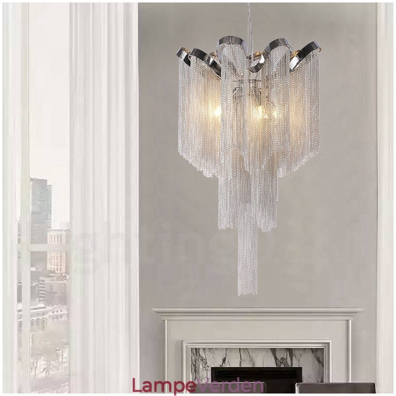 Aluminium kvaster Lysekrone Designer Pendel Lys Sølvfarve