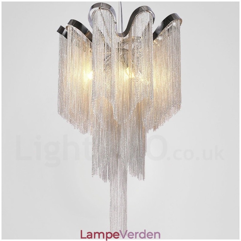 Aluminium kvaster Lysekrone Designer Pendel Lys Sølvfarve