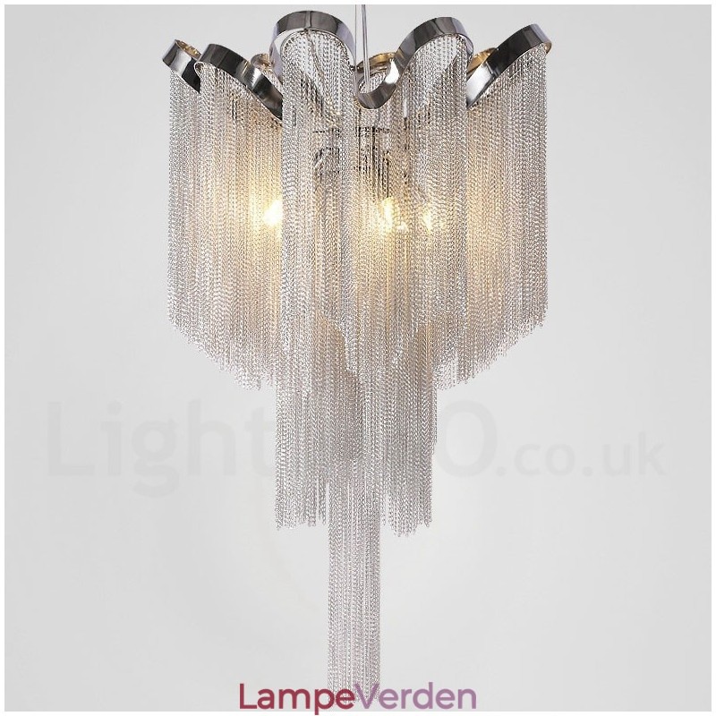Aluminium kvaster Lysekrone Designer Pendel Lys Sølvfarve