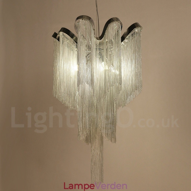 Aluminium kvaster Lysekrone Designer Pendel Lys Sølvfarve