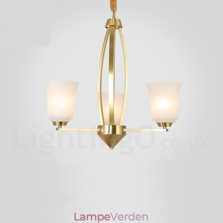 3 lys ren messing stor luksuriøs rustik retro vintage messing vedhæng lysekrone med glasskærme 3 lys ren messing stor luksuriøs rustik retro vintage messing vedhæng lysekrone med glasskærme