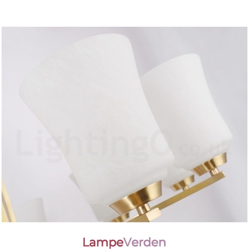 8 lys ren messing stor luksuriøs rustik retro vintage messing vedhæng lysekrone med glasskærme