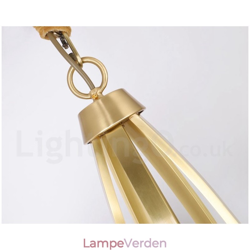 Retro vintage messing vedhæng lysekrone med glasskærme