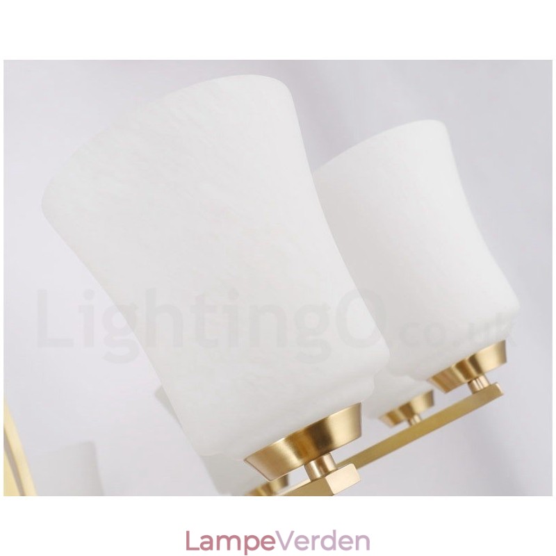 Retro vintage messing vedhæng lysekrone med glasskærme