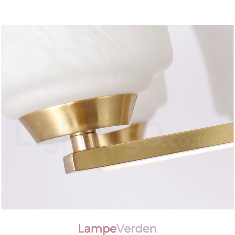 Retro vintage messing vedhæng lysekrone med glasskærme