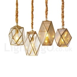 Pure Brass Rustic Lodge Nordic Style Pendel med glasskærm