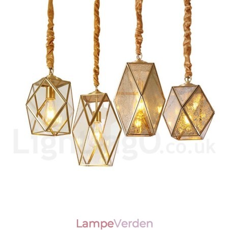 Pure Brass Rustic Lodge Nordic Style Pendel med glasskærm Pure Brass Rustic Lodge Nordic Style Pendel med glasskærm