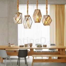 Pure Brass Rustic Lodge Nordic Style Pendel med glasskærm