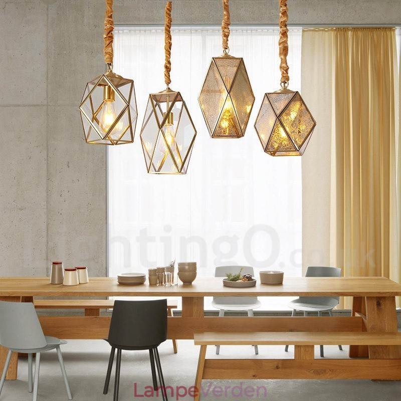 Pure Brass Rustic Lodge Nordic Style Pendel med glasskærm