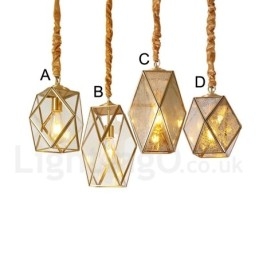 Pure Brass Rustic Lodge Nordic Style Pendel med glasskærm