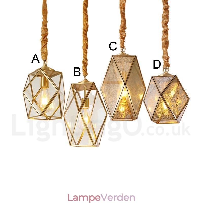 Pure Brass Rustic Lodge Nordic Style Pendel med glasskærm