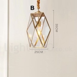 Pure Brass Rustic Lodge Nordic Style Pendel med glasskærm