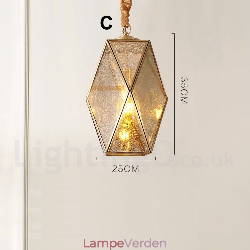 Pure Brass Rustic Lodge Nordic Style Pendel med glasskærm
