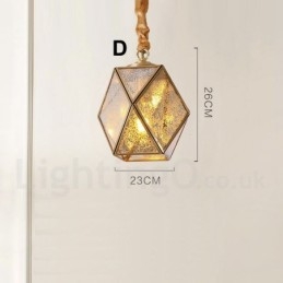 Pure Brass Rustic Lodge Nordic Style Pendel med glasskærm