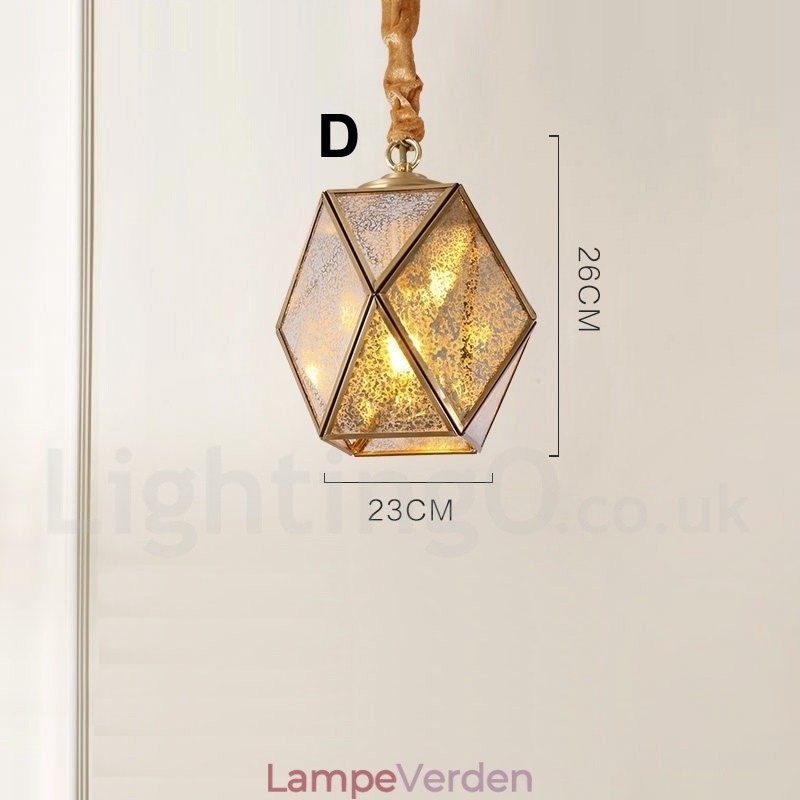 Pure Brass Rustic Lodge Nordic Style Pendel med glasskærm
