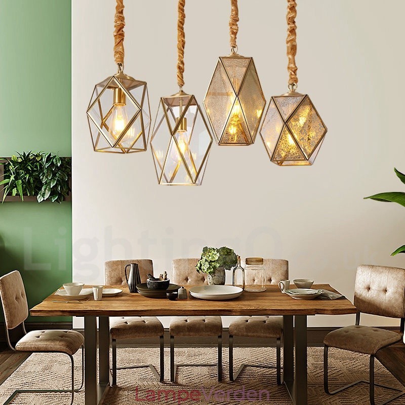 Pure Brass Rustic Lodge Nordic Style Pendel med glasskærm