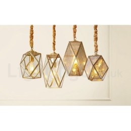 Pure Brass Rustic Lodge Nordic Style Pendel med glasskærm
