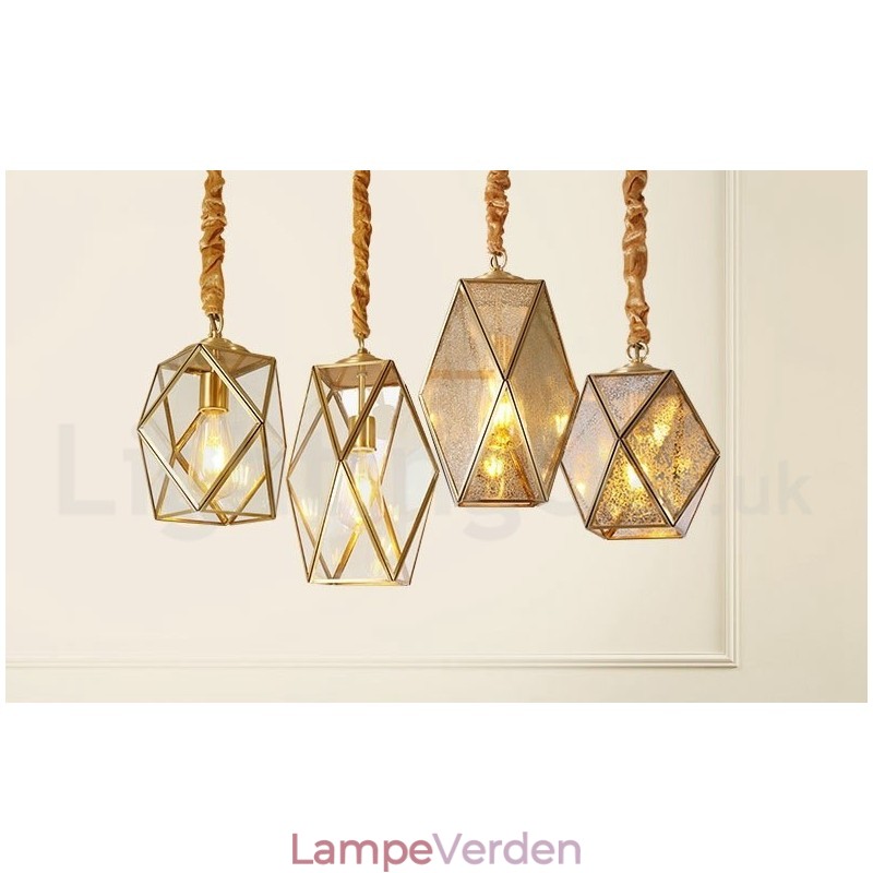 Pure Brass Rustic Lodge Nordic Style Pendel med glasskærm
