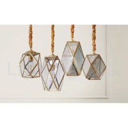 Pure Brass Rustic Lodge Nordic Style Pendel med glasskærm