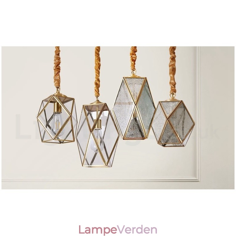 Pure Brass Rustic Lodge Nordic Style Pendel med glasskærm