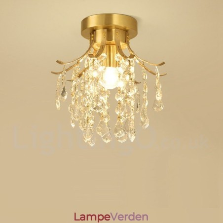 Pure Brass Rustic Lodge Nordic Style Flush Mount Crystal Ceiling Lights Pure Brass Rustic Lodge Nordic Style Flush Mount Crystal Ceiling Lights