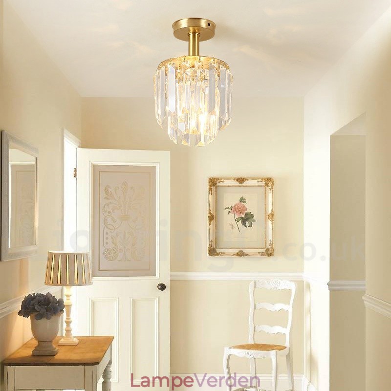 Pure Brass Rustic Lodge Nordic Style Flush Mount Crystal Ceiling Lights