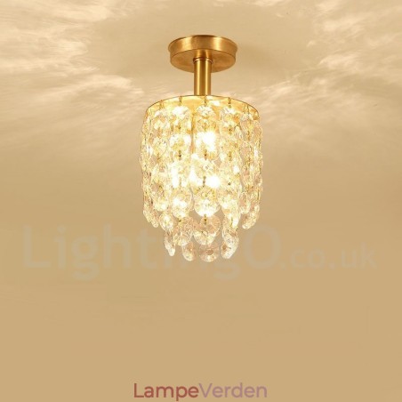 Pure Brass Rustic Lodge Nordic Style Flush Mount Crystal Ceiling Lights Pure Brass Rustic Lodge Nordic Style Flush Mount Crystal Ceiling Lights