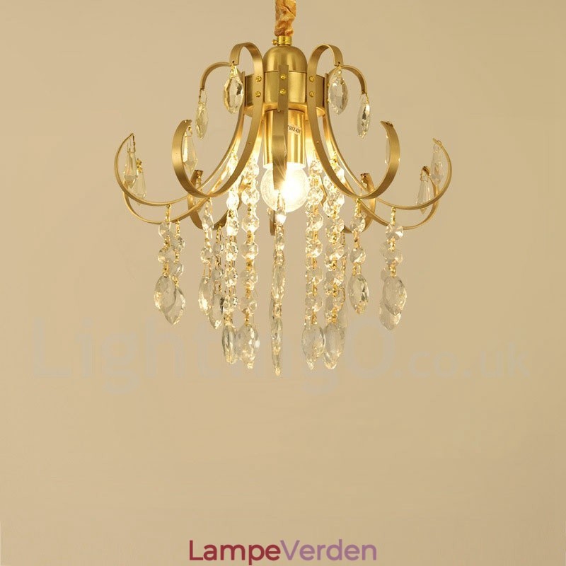 Pure Brass Rustic Lodge Nordic Style Flush Mount Crystal Ceiling Lights