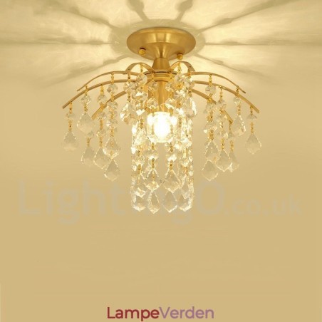 Pure Brass Rustic Lodge Nordic Style Flush Mount Crystal Ceiling Lights Pure Brass Rustic Lodge Nordic Style Flush Mount Crystal Ceiling Lights