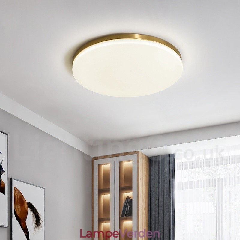Messing Ultratynd rund dæmpbar moderne moderne nordisk stil flush-mount loftslamper med akrylskærm kan også bruges som væglampe