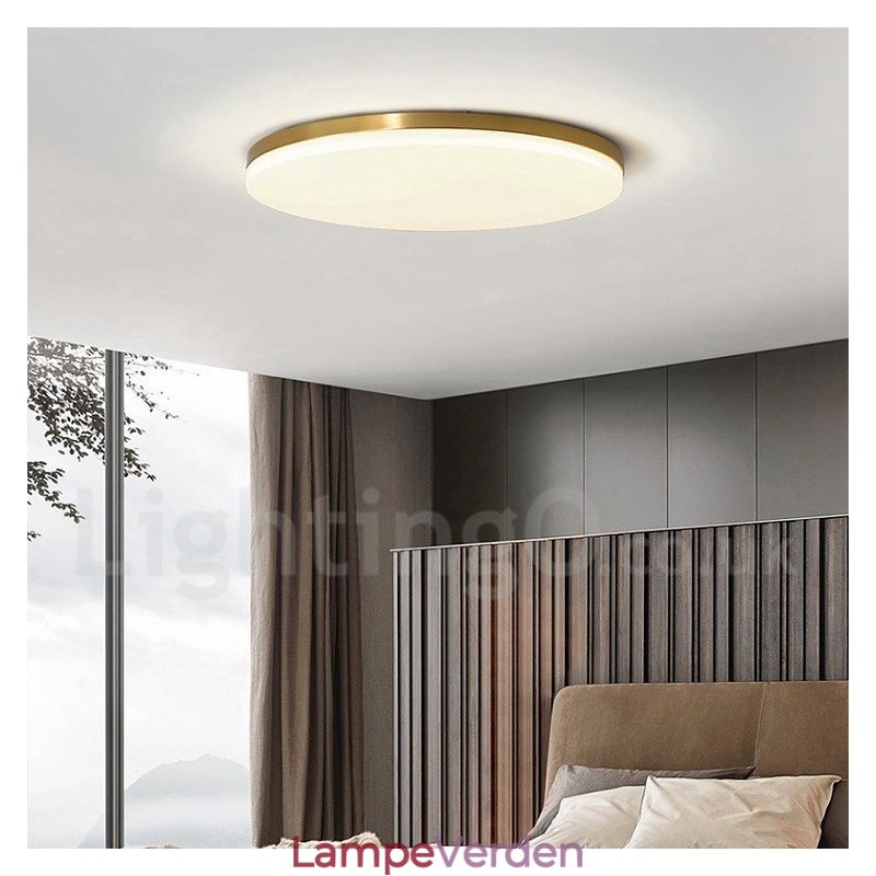Messing Ultratynd rund dæmpbar moderne moderne nordisk stil flush-mount loftslamper med akrylskærm kan også bruges som væglampe