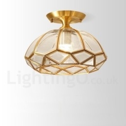 Pure Brass Rustic Lodge Nordic Style Flush Mount Loftslampe med glasskærm