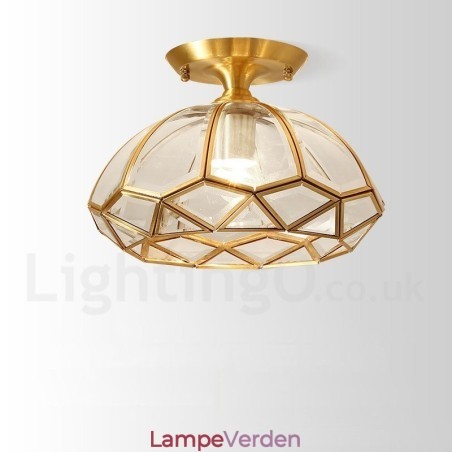 Pure Brass Rustic Lodge Nordic Style Flush Mount Loftslampe med glasskærm Pure Brass Rustic Lodge Nordic Style Flush Mount Loftslampe med glasskærm