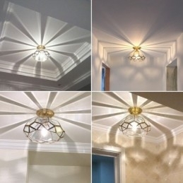Pure Brass Rustic Lodge Nordic Style Flush Mount Loftslampe med glasskærm