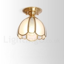 Pure Brass Rustic Lodge Nordic Style Flush Mount Loftslampe med glasskærm