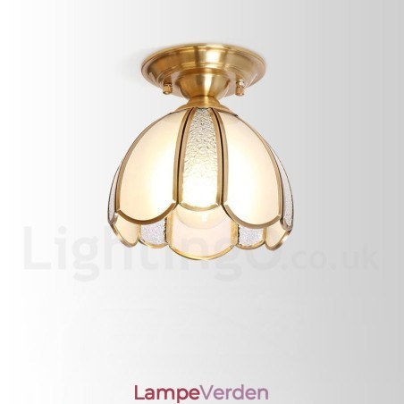 Pure Brass Rustic Lodge Nordic Style Flush Mount Loftslampe med glasskærm Pure Brass Rustic Lodge Nordic Style Flush Mount Loftslampe med glasskærm